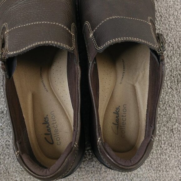 Clarks Cora Harbor Loafer Shoes Womens Size 9 Comfort Shoes Zip Brown Leather - Picture 10 of 11